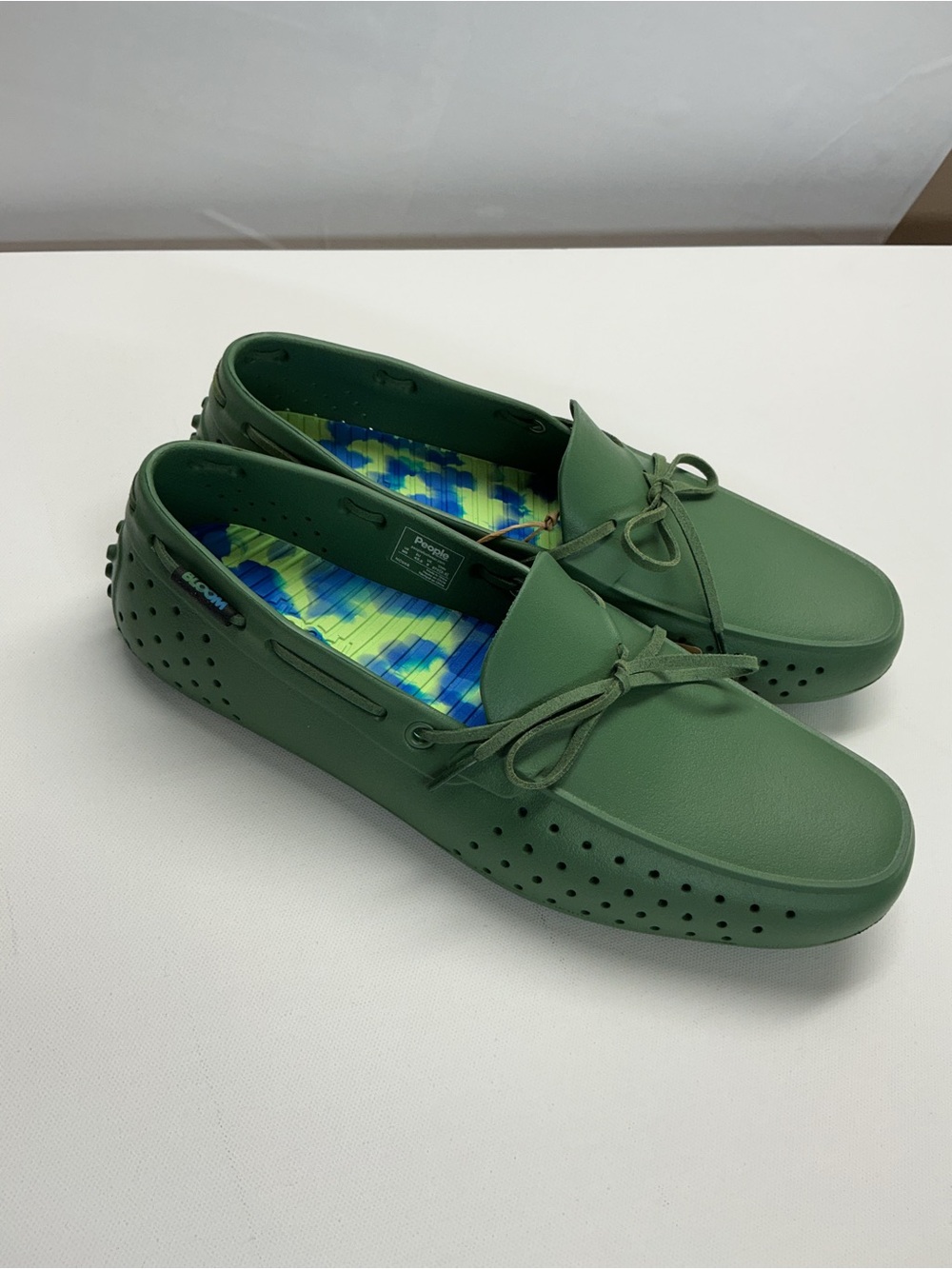 Men's Olive Green Slip-On Boat Shoes with Perforated Sides